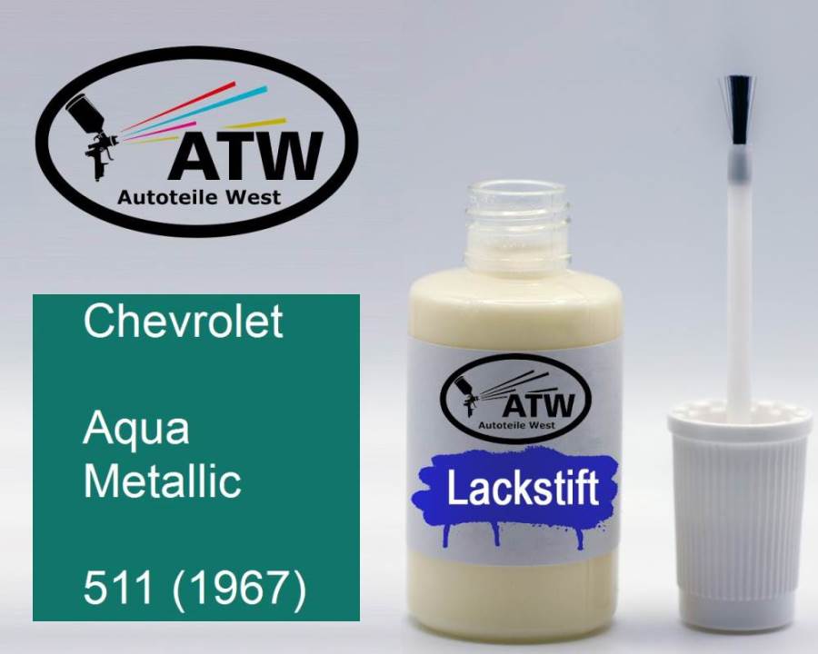 Chevrolet, Aqua Metallic, 511 (1967): 20ml Lackstift, von ATW Autoteile West.